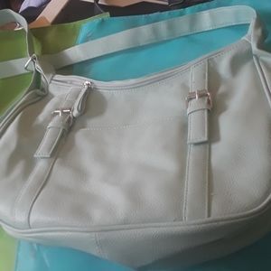 Mint green leather cross body bag